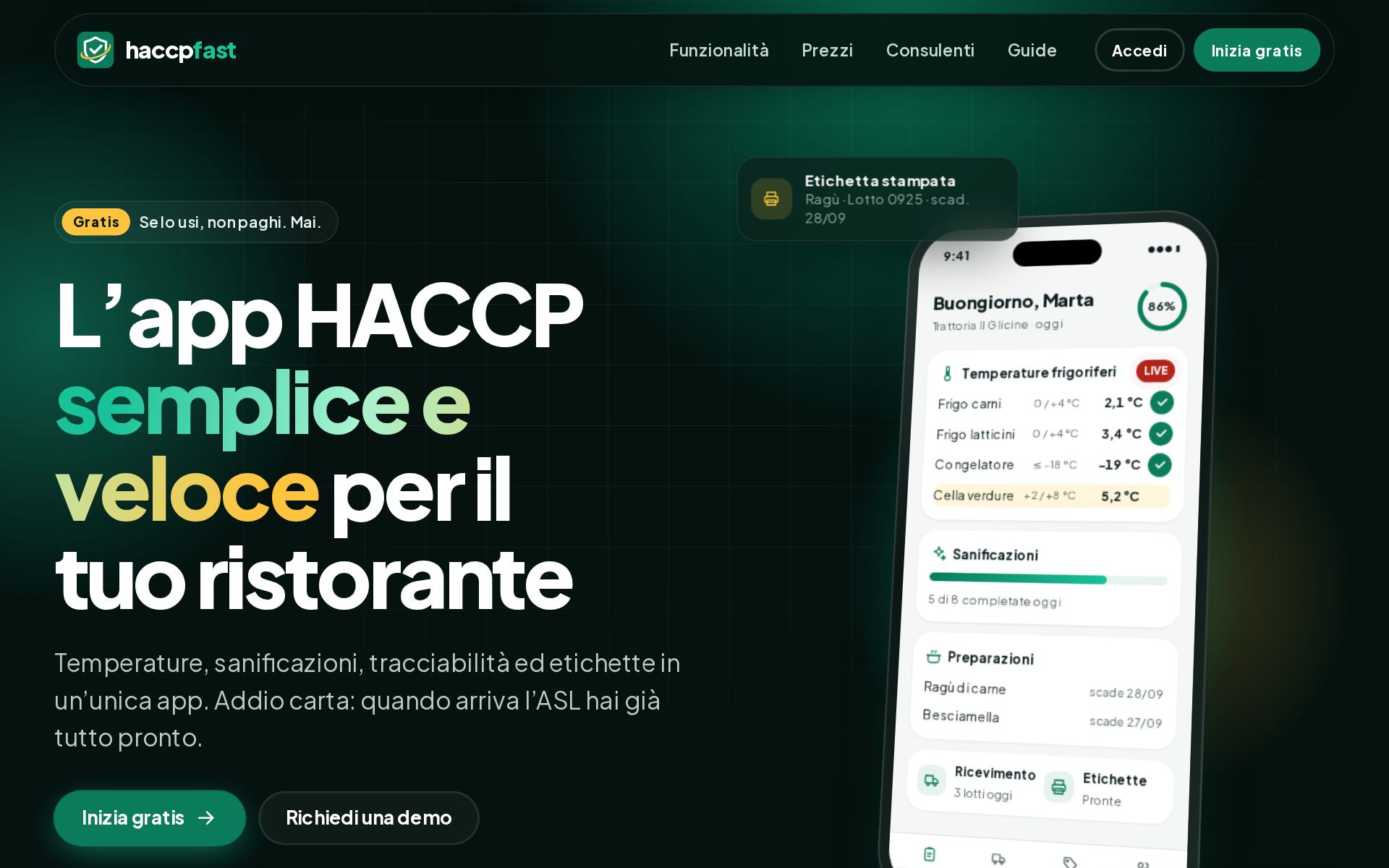 La pagina iniziale di HACCP Fast