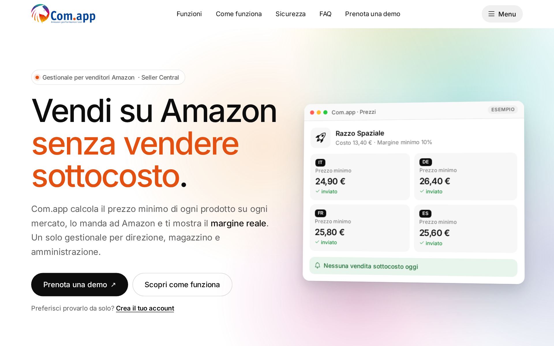 La pagina iniziale di Com.app
